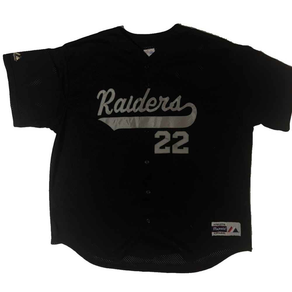 Vintage Majestic Raiders #22 Baseball Jersey Black Mesh Made USA Adult 2XL